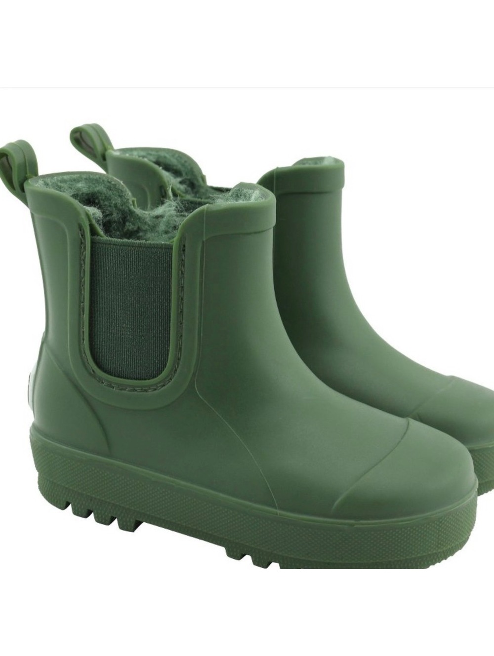 New Bearpaw Faux Fur Lined Waterproof Chelsea Hunter Green Toddler Boots SZ 2